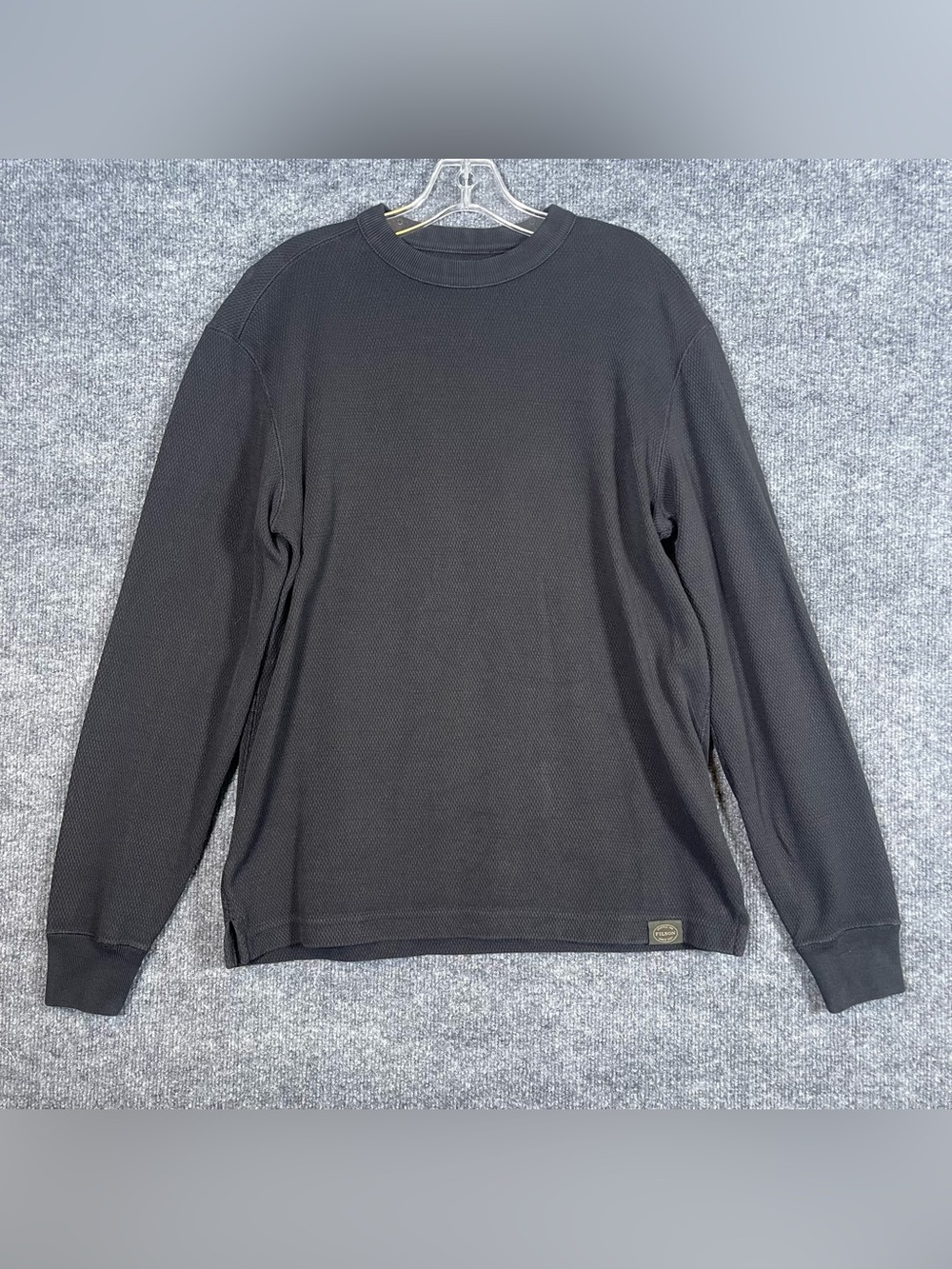 Filson Waffle Knit Thermal Crewneck Mens Small Black Cotton Longsleeve Gorpcore